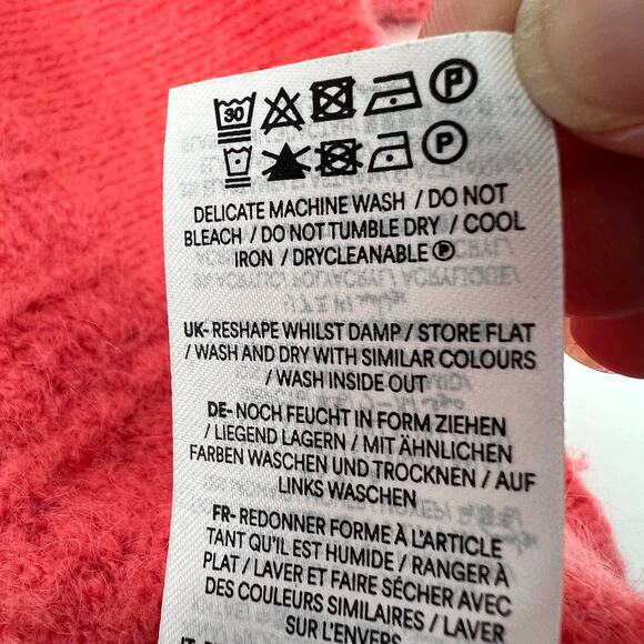 Boden Fluffy Pointelle Knit Sweater Wool Blend Womens Small Coral Crew Neck Soft - Picture 9 of 9